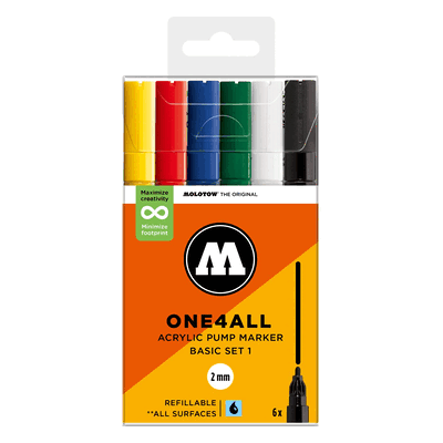 MOLOTOW One4All Acrylstifte - 6er Set, Farbsortiert MOLOTOW One4All Acrylstifte - 6er Set, Farbsortiert