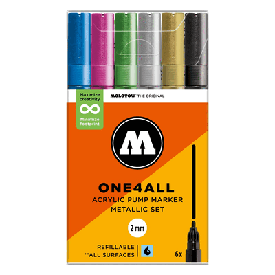 MOLOTOW One4All Acrylstifte - 6er Set, 2,0 mm Spitze MOLOTOW One4All Acrylstifte - 6er Set, 2,0 mm Spitze