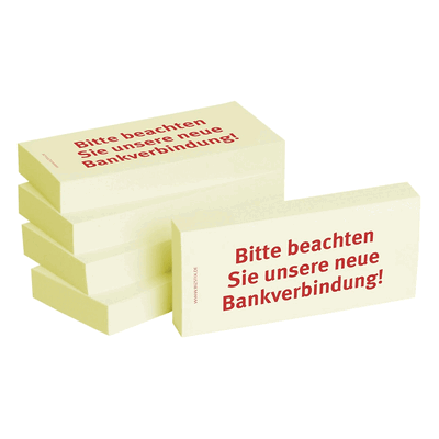 Haftnotizen -Bitte beachten Sie unsere neue Bankverbindung- - 75 x 35 Haftnotizen -Bitte beachten Sie unsere neue Bankverbindung- - 75 x 35