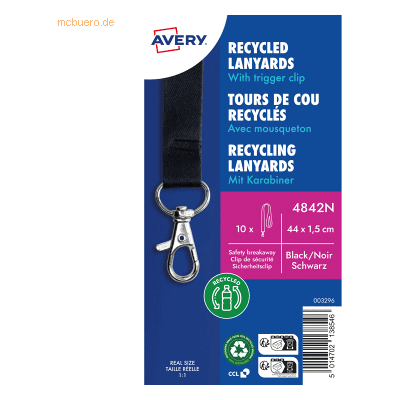 Avery Zweckform Lanyard 4842N 15x440mm schwarz 10 Stück Avery Zweckform Lanyard 4842N 15x440mm schwarz 10 Stück