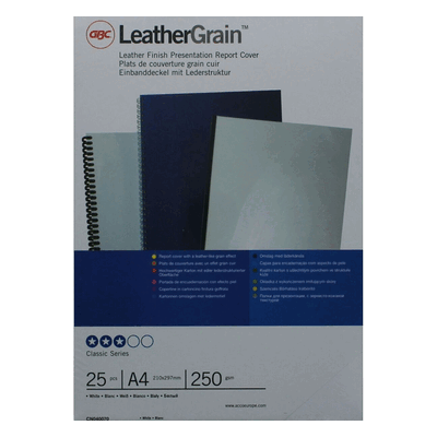 GBC Deckblatt LeatherGrain A4 Karton VE=25 Stück weiß GBC Deckblatt LeatherGrain A4 Karton VE=25 Stück weiß