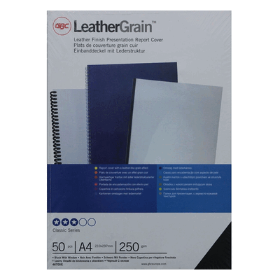 GBC Deckblatt LeatherGrain A4 mit und ohne Fenster Karton VE=50 Stück GBC Deckblatt LeatherGrain A4 mit und ohne Fenster Karton VE=50 Stück