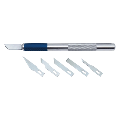 Wedo Skalpell-Set 15cm silber/blau Aluminium mit gummierter Griffzone Wedo Skalpell-Set 15cm silber/blau Aluminium mit gummierter Griffzone