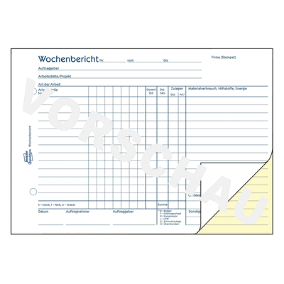 Avery Zweckform Formularbuch Wochenbericht A5 VE=2x50 Blatt Avery Zweckform Formularbuch Wochenbericht A5 VE=2x50 Blatt