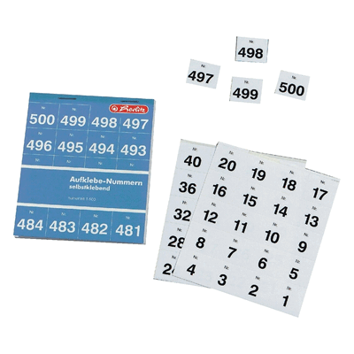 Herlitz Aufklebenummern 1-500 weiß selbstklebend Herlitz Aufklebenummern 1-500 weiß selbstklebend