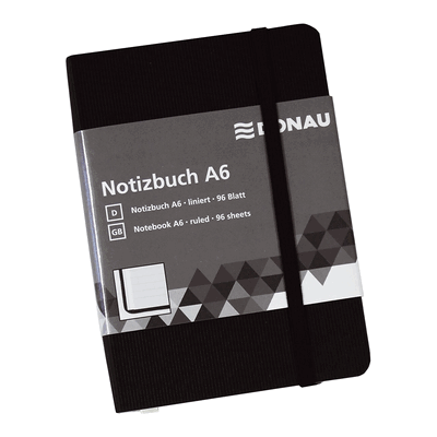 DONAU Notizbuch - A6 liniert 192 Seiten schwarz. DONAU Notizbuch - A6 liniert 192 Seiten schwarz.