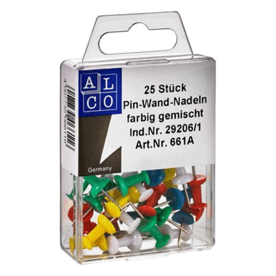 10 x Alco Pinnwandnadel 7,5mm sortiert VE=25 Stück 10 x Alco Pinnwandnadel 7,5mm sortiert VE=25 Stück
