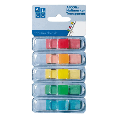20 x Alco Haftmarker Alcofix 43x12mm VE=5 Farben je 25 Stück 20 x Alco Haftmarker Alcofix 43x12mm VE=5 Farben je 25 Stück