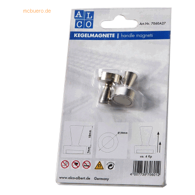 Alco Kegelmagnet Neodym (Nd) 25mm 20mm TG 4000 g silber VE=2 Stück Alco Kegelmagnet Neodym (Nd) 25mm 20mm TG 4000 g silber VE=2 Stück