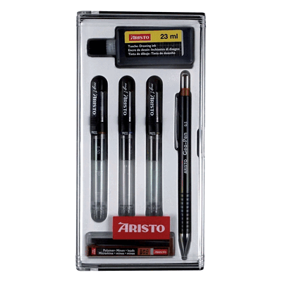 Aristo Tuschefüller-Set mg1 College Set 3 Stifte 0,10/0,20/0,30mm Aristo Tuschefüller-Set mg1 College Set 3 Stifte 0,10/0,20/0,30mm