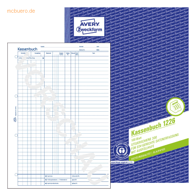 Avery Zweckform Kassenbuch A4 RC EDV-gerecht Blaupapier 100 Blatt Avery Zweckform Kassenbuch A4 RC EDV-gerecht Blaupapier 100 Blatt