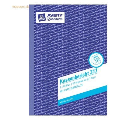 Avery Zweckform Formularbuch Kassenbericht A5 vorgelocht 2x50 Blatt mi Avery Zweckform Formularbuch Kassenbericht A5 vorgelocht 2x50 Blatt mi
