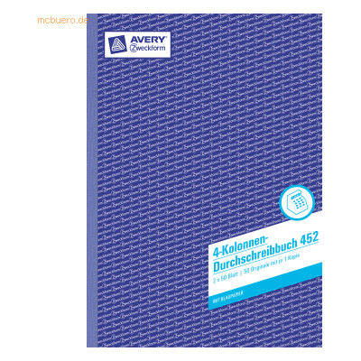 Avery Zweckform Kolonnen-Durchschreibbuch A4 4 Kolonnen 2x50 Blatt Avery Zweckform Kolonnen-Durchschreibbuch A4 4 Kolonnen 2x50 Blatt