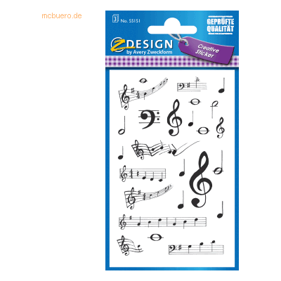 Z-Design Sticker 76x120mm Papier Musik Noten - Sticker Z-Design Sticker 76x120mm Papier Musik Noten - Sticker