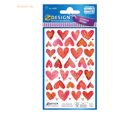 Avery Sticker Herzen Papier 56889 - Aufkleber Avery Sticker Herzen Papier 56889 - Aufkleber