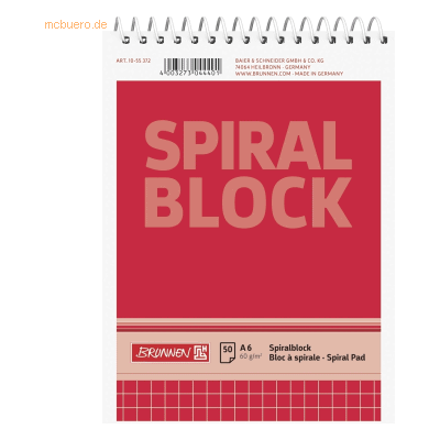 20 x Brunnen Spiralnotizblock A6 kariert 50 Blatt 20 x Brunnen Spiralnotizblock A6 kariert 50 Blatt