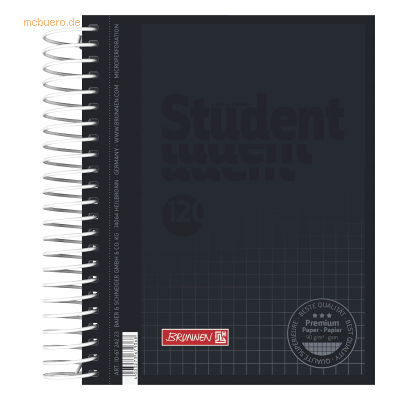 5 x Brunnen Collegeblock Student A6 kariert 90g/qm 120 Blatt onyx 5 x Brunnen Collegeblock Student A6 kariert 90g/qm 120 Blatt onyx
