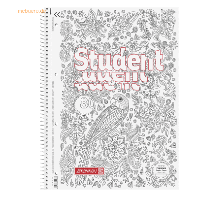 5 x Brunnen Collegeblock Student ZenArt Papagei A4 90g/qm 80 Blatt Lin 5 x Brunnen Collegeblock Student ZenArt Papagei A4 90g/qm 80 Blatt Lin