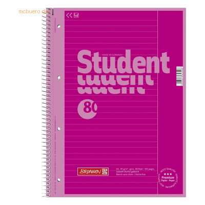 5 x Brunnen Kollegblock Student Colour Code A4 90g/qm 80 Blatt pink Li 5 x Brunnen Kollegblock Student Colour Code A4 90g/qm 80 Blatt pink Li