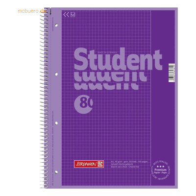 5 x Brunnen Kollegblock Student Colour Code A4 90g/qm 80 Blatt purple 5 x Brunnen Kollegblock Student Colour Code A4 90g/qm 80 Blatt purple