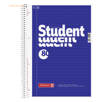 5 x Brunnen Kollegblock Student A4 70g/qm liniert 80 Blatt blau 5 x Brunnen Kollegblock Student A4 70g/qm liniert 80 Blatt blau