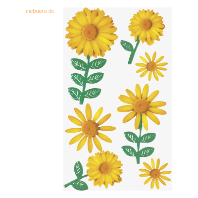 6 x Heyda Sticker-Etikett Blumen gelb 6 Stück 4-farbig 6 x Heyda Sticker-Etikett Blumen gelb 6 Stück 4-farbig