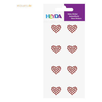 6 x Heyda Sticker-Etikett Acrylsteinen Herz rund rot 8 Stück 6 x Heyda Sticker-Etikett Acrylsteinen Herz rund rot 8 Stück