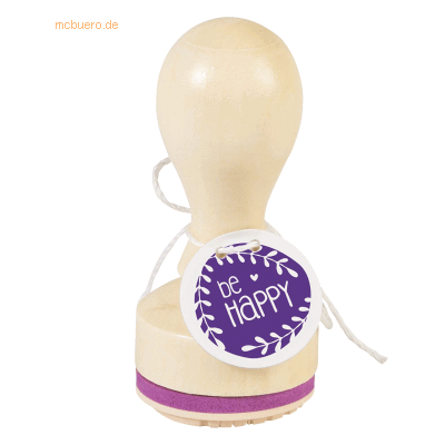 3 x Heyda Motivstempel rund 'be Happy' 3,2cm 3 x Heyda Motivstempel rund 'be Happy' 3,2cm