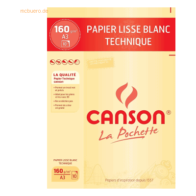 Canson Zeichenpapier A3 160g/qm weiß Canson Zeichenpapier A3 160g/qm weiß