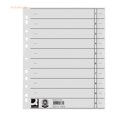 Connect Trennblätter A4 230g/qm durchgefärbt weiß VE=100 Stück Connect Trennblätter A4 230g/qm durchgefärbt weiß VE=100 Stück
