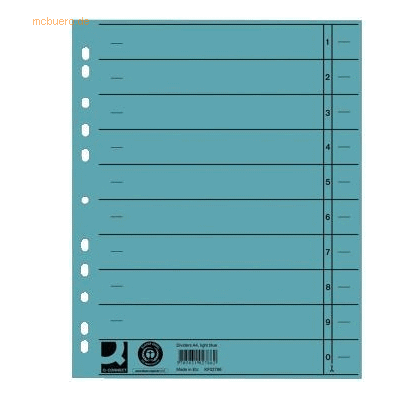 Connect Trennblätter A4 230g/qm durchgefärbt blau VE=100 Stück Connect Trennblätter A4 230g/qm durchgefärbt blau VE=100 Stück