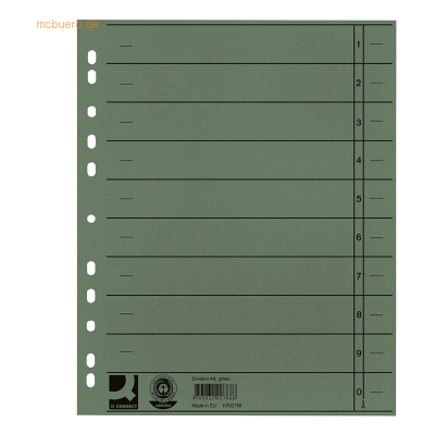 Connect Trennblätter A4 230g/qm durchgefärbt grün VE=100 Stück Connect Trennblätter A4 230g/qm durchgefärbt grün VE=100 Stück