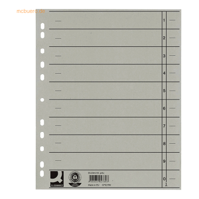 Connect Trennblätter A4 230g/qm durchgefärbt grau VE=100 Stück Connect Trennblätter A4 230g/qm durchgefärbt grau VE=100 Stück