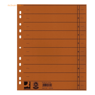 Connect Trennblätter A4 230g/qm durchgefärbt orange VE=100 Stück Connect Trennblätter A4 230g/qm durchgefärbt orange VE=100 Stück