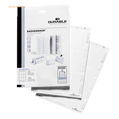 Durable Einsteckschilder für Namensschilder I+K+L Karton BxH 60x90mm w Durable Einsteckschilder für Namensschilder I+K+L Karton BxH 60x90mm w