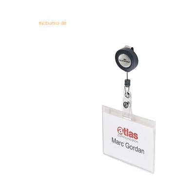 Durable Namensschilder mit Ausweishalter 90x60mm transparent VE=10 Stü Durable Namensschilder mit Ausweishalter 90x60mm transparent VE=10 Stü