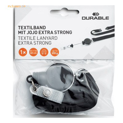 Durable Textilband mit Jojo Extra Strong für Kartenhalter 80cm schwarz Durable Textilband mit Jojo Extra Strong für Kartenhalter 80cm schwarz