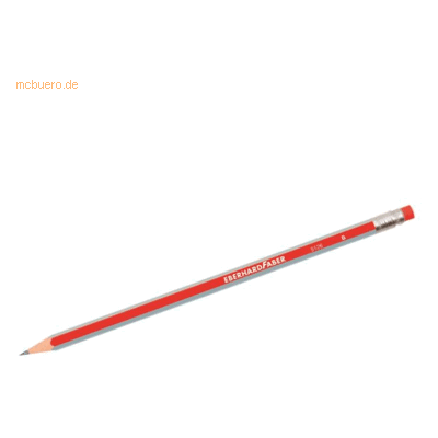 12 x Eberhard Faber Bleistift Standard B mit Tipradierer rot/silber 12 x Eberhard Faber Bleistift Standard B mit Tipradierer rot/silber
