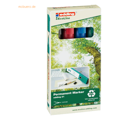 Edding Permanentmarker edding 21 EcoLine nachfüllbar 1,5-3mm schwarz, Edding Permanentmarker edding 21 EcoLine nachfüllbar 1,5-3mm schwarz,