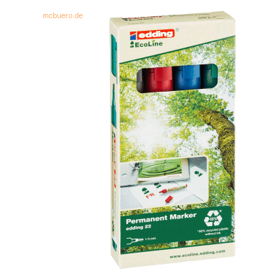 Edding Permanentmarker edding 22 EcoLine nachfüllbar 1-5mm schwarz, ro Edding Permanentmarker edding 22 EcoLine nachfüllbar 1-5mm schwarz, ro