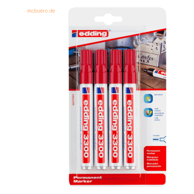 10 x Edding Permanentmarker edding 3300 nachfüllbar 1-5mm rot 10 x Edding Permanentmarker edding 3300 nachfüllbar 1-5mm rot