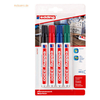 10 x Edding Permanentmarker edding 3300 nachfüllbar 1-5mm schwarz, rot 10 x Edding Permanentmarker edding 3300 nachfüllbar 1-5mm schwarz, rot