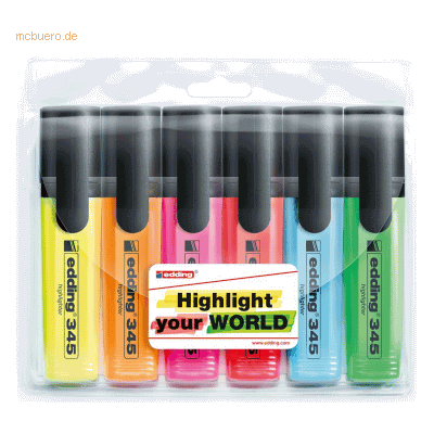 edding Textmarker edding 345 highlighter sortiert VE=6 Stück edding Textmarker edding 345 highlighter sortiert VE=6 Stück