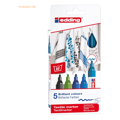 Edding Textilmarker edding 4500 creative 2-3mm VE=5 Farben Edding Textilmarker edding 4500 creative 2-3mm VE=5 Farben