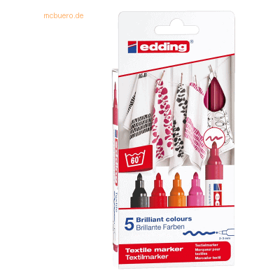 Edding Textilmarker edding 4500 creative 2-3mm VE=5 Farben Edding Textilmarker edding 4500 creative 2-3mm VE=5 Farben