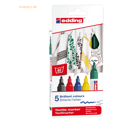 Edding Textilmarker edding 4500 creative 2-3mm 5 Farben Edding Textilmarker edding 4500 creative 2-3mm 5 Farben