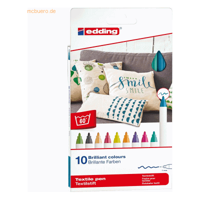 Edding Textilpen edding 4600 Rundspitze 1mm VE=10 Farben Edding Textilpen edding 4600 Rundspitze 1mm VE=10 Farben