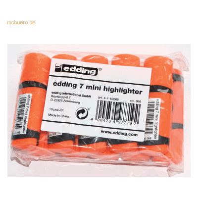 edding Textmarker edding 7 mini highlighter 1-3 mm VE=10 Stück Polybeu edding Textmarker edding 7 mini highlighter 1-3 mm VE=10 Stück Polybeu