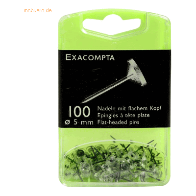 Exacompta Flachkopfnadeln 5mm VE=100 Stück kristall Exacompta Flachkopfnadeln 5mm VE=100 Stück kristall