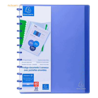Exacompta Sichtbuch A4 30 Hüllen transluzent blau Exacompta Sichtbuch A4 30 Hüllen transluzent blau